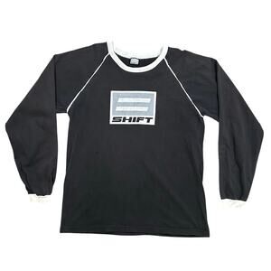 Vintage Y2K Shift Motocross Long Sleeve T-Shirt Men’s Large Cotton Black Racing